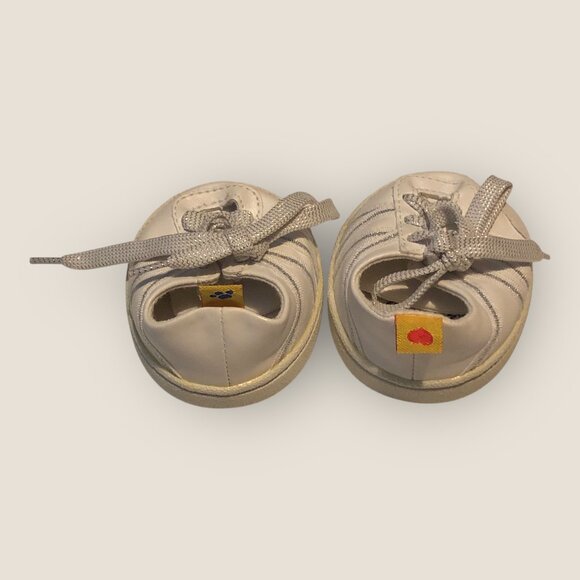 Build-A-Bear White Lace Up Tennis Shoes with Silver Glitter Stripes BABW - Picture 2 of 4